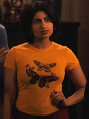 Amita Rao Adults S2 Butterfly Embroidered Yellow T-Shirt