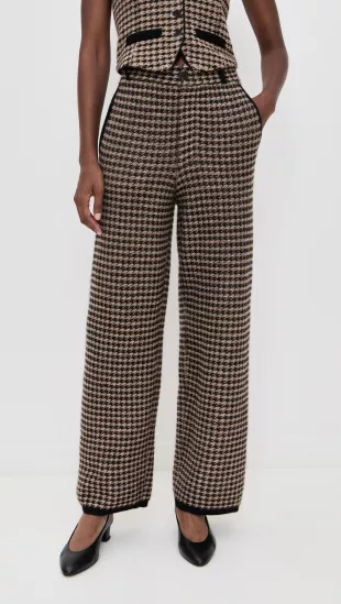 Cashmere Houndstooth Tailored Trousers
