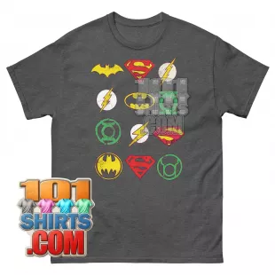 The Big Bang Theory Sheldon Cooper DC Justice League JLA Logo Evolution T-Shirt