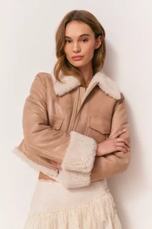 Tan Shearling Lined Jacket