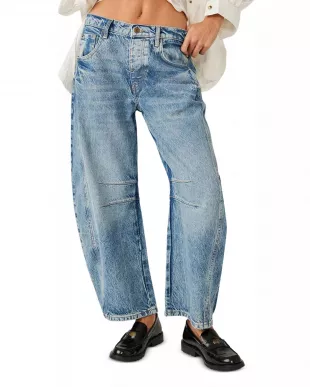 We The Free Good Luck Mid Rise Barrel Leg Jeans