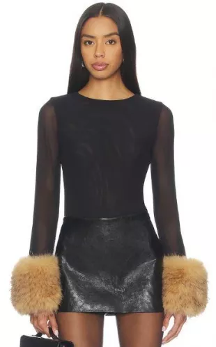 Delaina Crop Top With Removeable Faux Fur Cuff