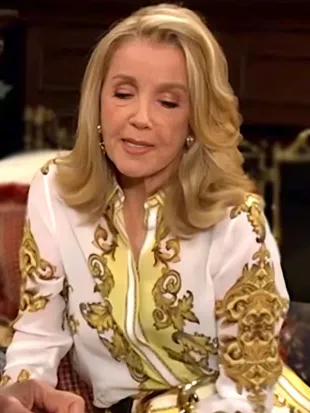 Y&R Nikki Newman Yellow & White Printed Blouse