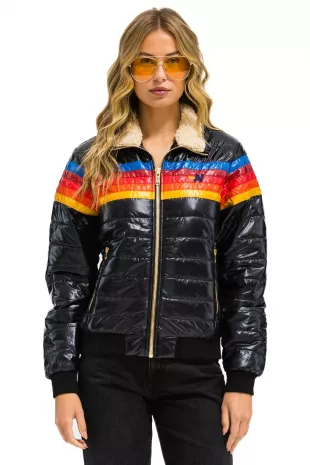 5 Stripe Jacket Glossy Black