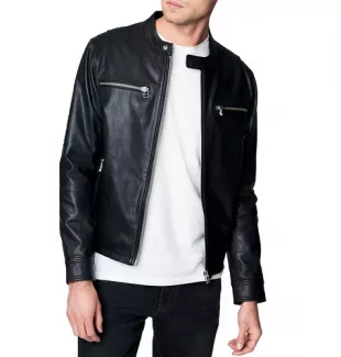 Leather Racer Jacket Black