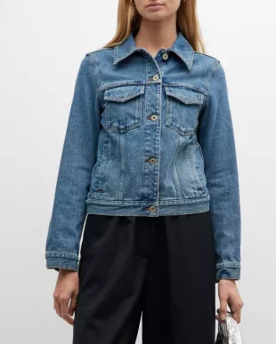 Anagram Button Front Denim Jacket