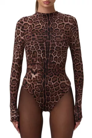 Naked Leopard Long Sleeve Bodysuit