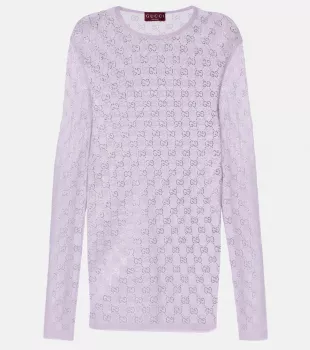 GG Crystal Silk Top in purple