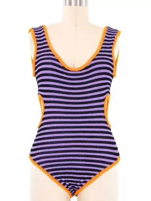 Cutout Striped Swimsuit