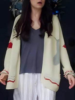 A Bad Moms Christmas Mila Kunis Fish Print Cardigan