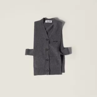 Slate Gray Cashmere Cardigan Vest