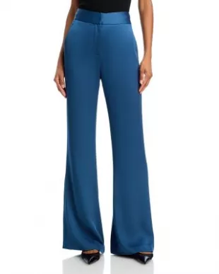 Lebone Satin Pants in Blue Stone