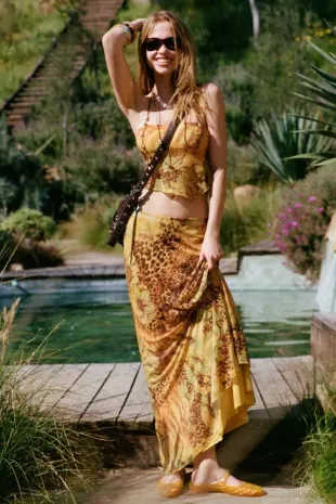 Shimmer Haze Printed Mesh Skirt 2-Piece Set in Mixed Animal