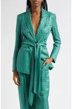 Issel Chain Print Tie Waist Jacket