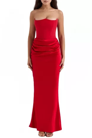Strapless Satin Corset Dress