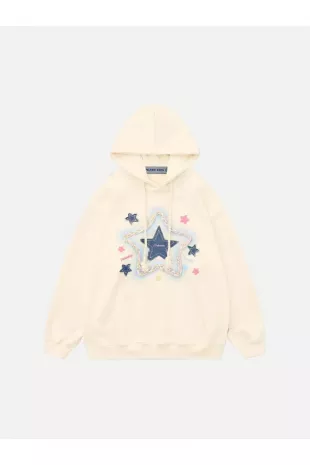Denim Star Applique Hoodie