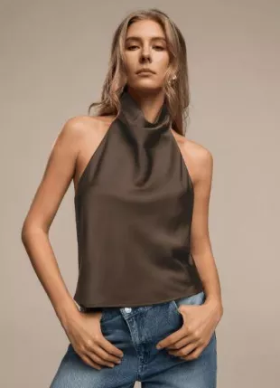 New Solid Color Sexy Backless Halter Neck Blouse