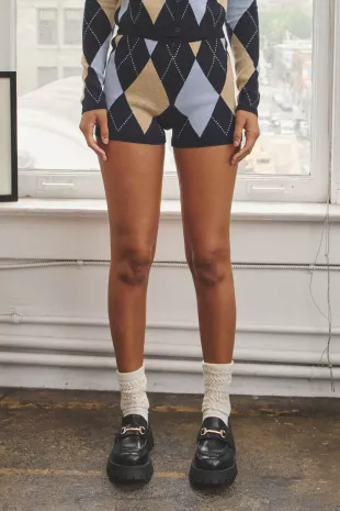 Argyle Knit Micro Shorts