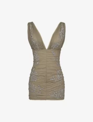Iolana Hand-Beaded Woven Mini Dress