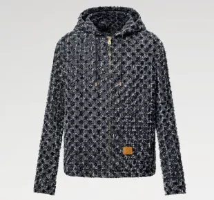 x Men's Tops Flocked Monogram Denim Hoodie