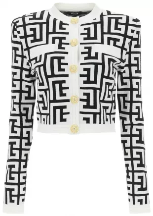 Monogram Knit Cropped Cardigan