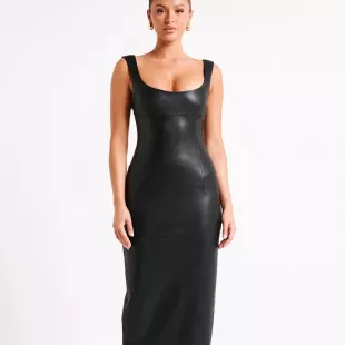 Cynthia Faux Leather Midi Dress