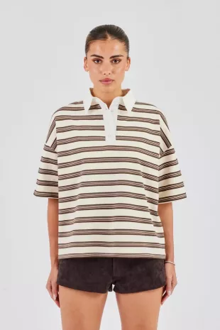 Oversized Stripe Short Sleeve Top