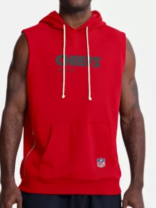 KC Chiefs 2026 Sideline Sleeveless Red Hoodie