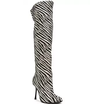 Alluring Zebra Over The Knee Boots