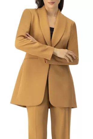 Single-Button Shawl Lapel Blazer