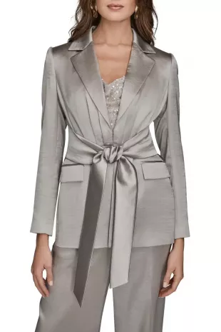 Metallic Tie Front Blazer