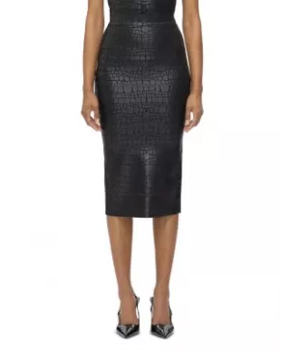Parker Croc-Embossed Skirt