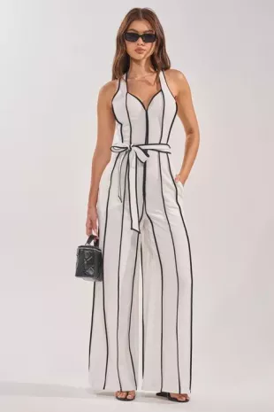Summer Serenade Stripe Halter Jumpsuit