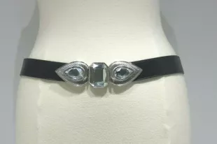 Vintage Silver Tone & Rhinestone Belt