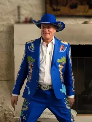 Brothers 2026 Woody Harrelson Blue Embroidered Suit
