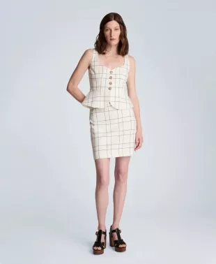 Windowpane Plaid Mini Skirt