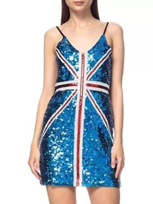 90 Day Fiance UK Flag Blue Sequin Dress