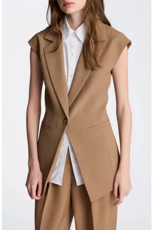 Luxe Twill Sleeveless Vest with Detachable Shirt