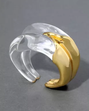 Liquid Lucite Wave Hinged Cuff