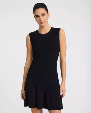 Textured Crew Neck Sleeveless Mini Sweater Dress