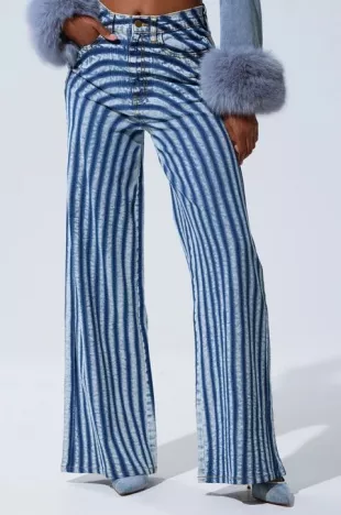 Lets Get Crazy Stripe Wide Leg Jeans