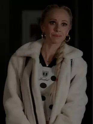 Ted Lasso S04 Keeley Jones White Shearling Coat
