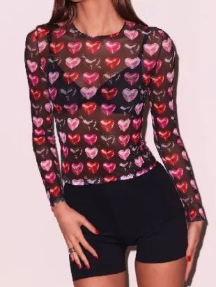 Juno Temple Ted Lasso S04 Heart Printed Top