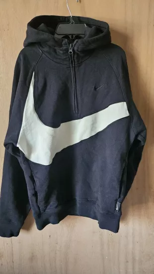 Swoosh 1/2 Zip Black/White Pullover Hoodie