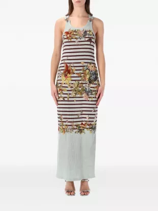 Striped floral-print Dress