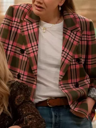 Leanne S02 Kristen Johnston Pink & Green Plaid Blazer