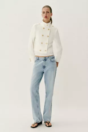 Gold Button Double-Breasted Jacket