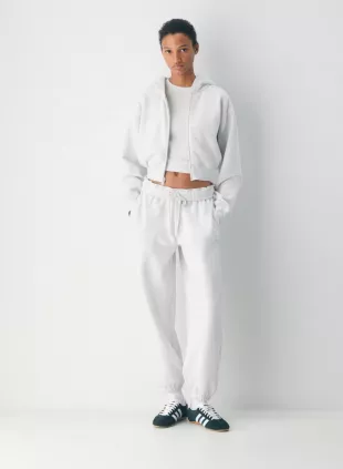 Cozy Sweatfleece Perfect Crop Zip Hoodie