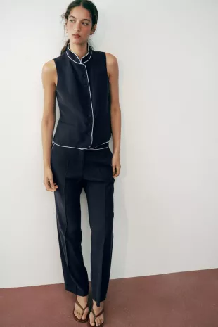 Contrast Piping Pants
