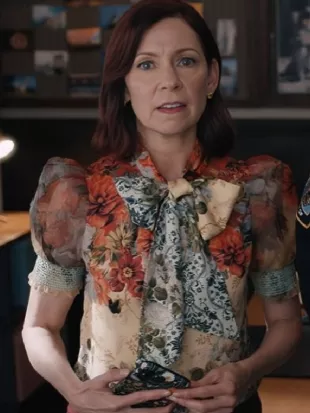 Elsbeth S02 Elsbeth Tascioni Floral Print Neck Tie Blouse